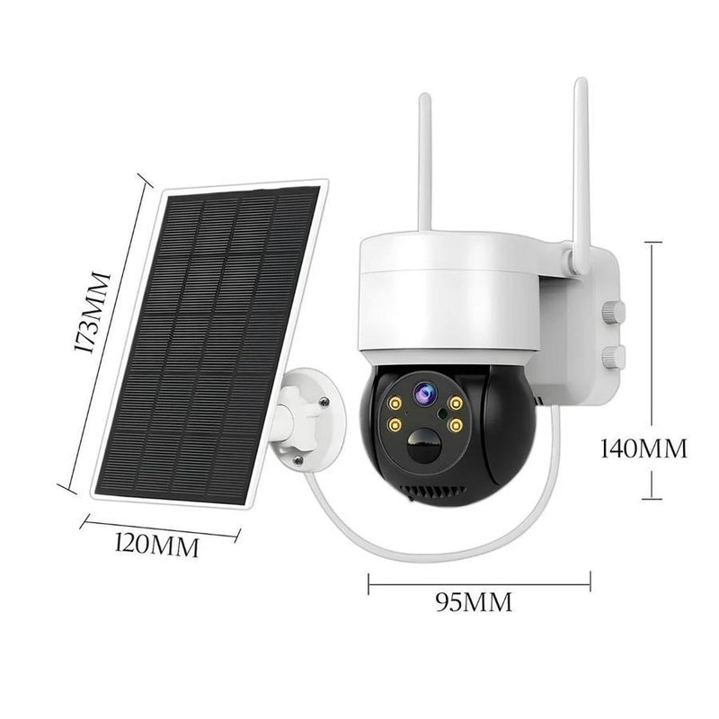 Câmera de Segurança Sem Fio 1080p com Bateria Solar, Visão Noturna, Detecção de Movimento e Dupla Lente