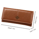 Carteira Longa Feminina com Hardware Dourado – Modelo Double-Fold com Porta-Cartões e Forro em Poliéster (Preta/Vinho)