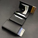 Carteira Masculina Pop-Up Antirroubo RFID – Compacta, Durável e com Design em Fibra de Carbono