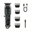 Máquina de Cortar Cabelo Profissional – Aparador Elétrico Transparente, LCD Inteligente, Sem Fio para Homens
