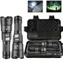 Lanterna Profissional Telescópica Recarregável com Estojo de Armazenamento — Super Brilhante, Longo Alcance e Tela LCD para Atividades Outdoor