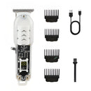 Máquina de Cortar Cabelo Profissional – Aparador Elétrico Transparente, LCD Inteligente, Sem Fio para Homens