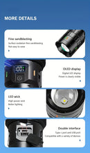 Lanterna Recarregável 3600mAh com 4 Níveis de Luz – Super Brilho, Função Power Bank, Alça de Ombro e Foco Ajustável para Aventuras e Reparos