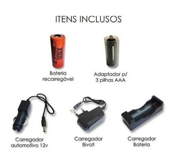 Lanterna tática militar profissional X900 com zoom, luz de acampamento com bandeira recarregável