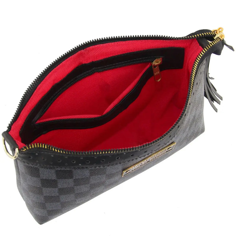 Bolsa Feminina Quadriculada Xadrez Alça Tranversal com Regulagem