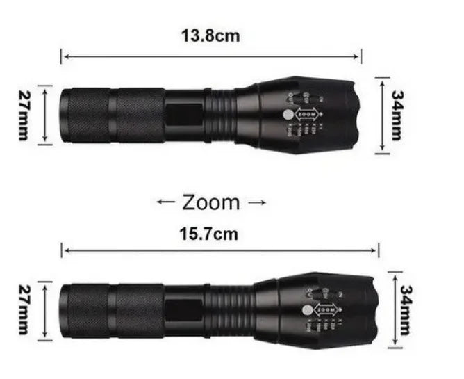 Lanterna tática militar profissional X900 com zoom, luz de acampamento com bandeira recarregável