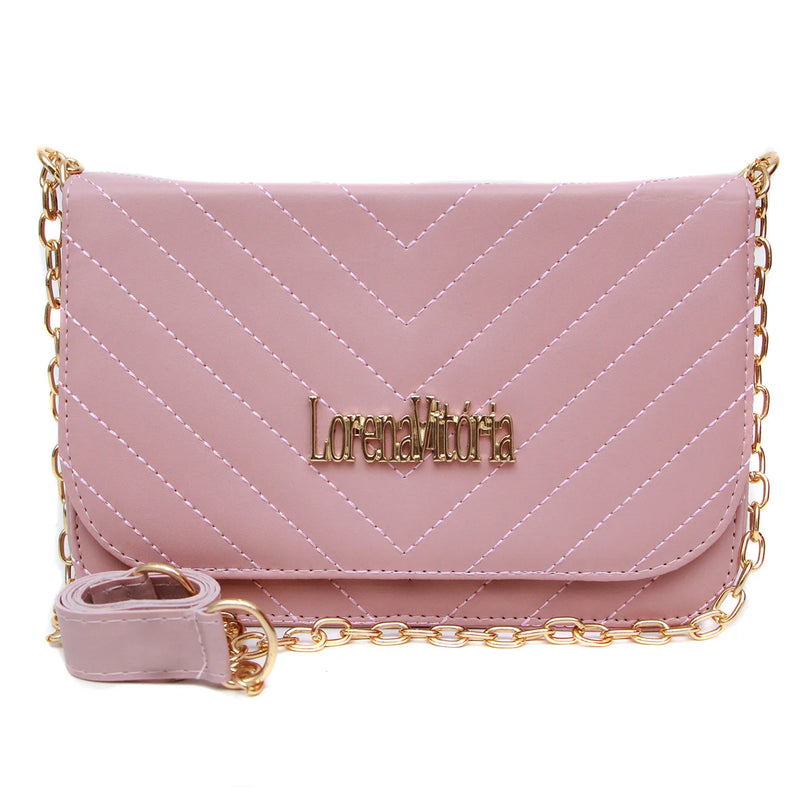 Bolsa Feminina Pequena Bordada Alça Tranversal Com Corrente