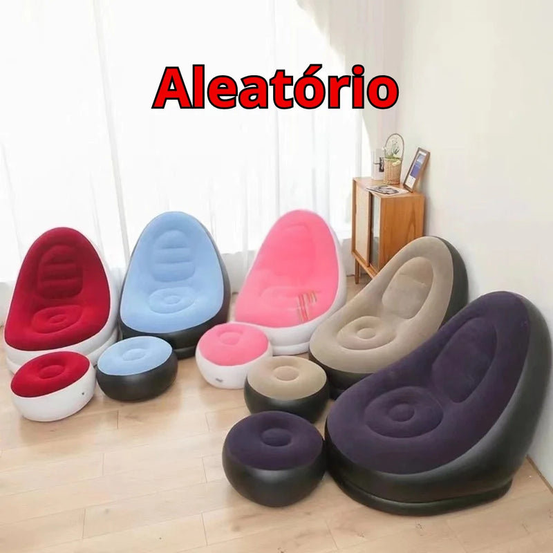 Sofá Poltrona Inflável Impermeavel, Puff Para Descanso Com Almofada de Pé Confortavel e Bomba de Ar Inclusa Ultra Lounge