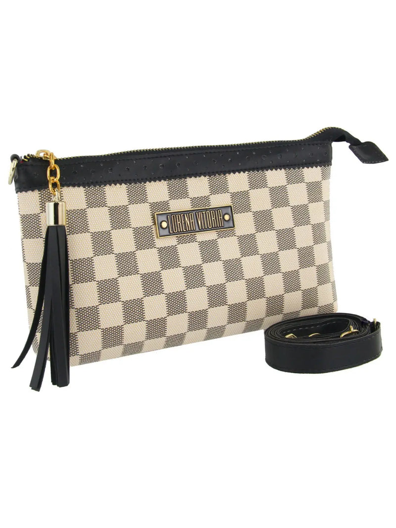 Bolsa Feminina Quadriculada Xadrez Alça Tranversal com Regulagem