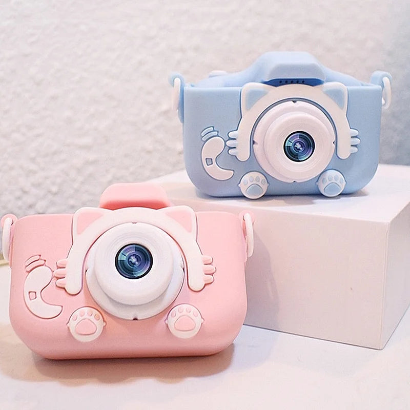 Mini Câmera Infantil Mini Recarregável Com Capa Video Jogos Fotos