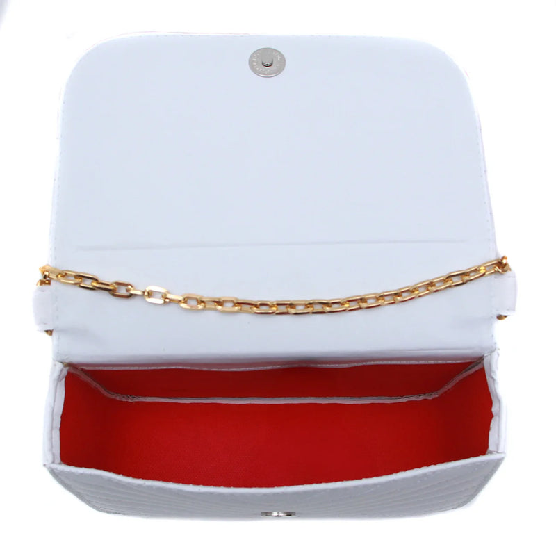 Bolsa Feminina Pequena Bordada Alça Tranversal Com Corrente