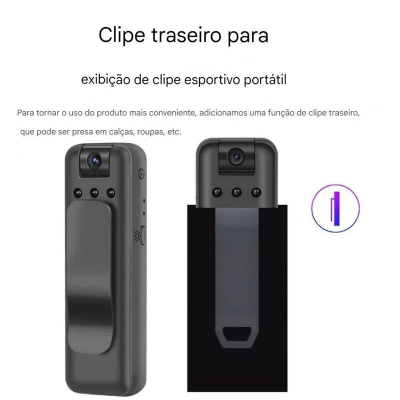 Mini câmera portátil de visão noturna, gravador de vídeo digital infravermelho, câmeras esportivas de ação