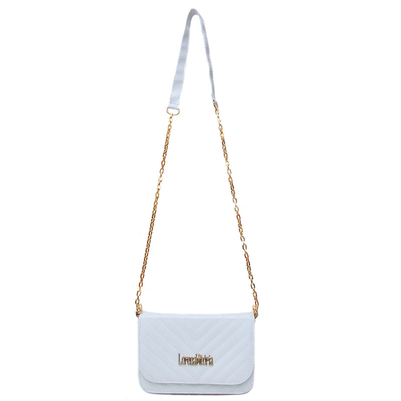 Bolsa Feminina Pequena Bordada Alça Tranversal Com Corrente