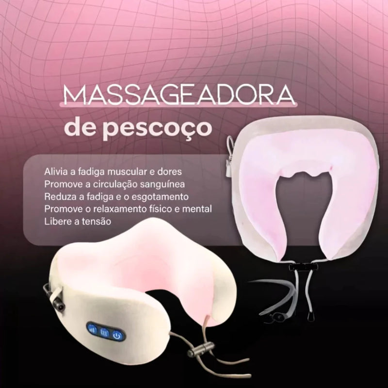 Almofada de pescoço de espuma massageadora com carregamento USB