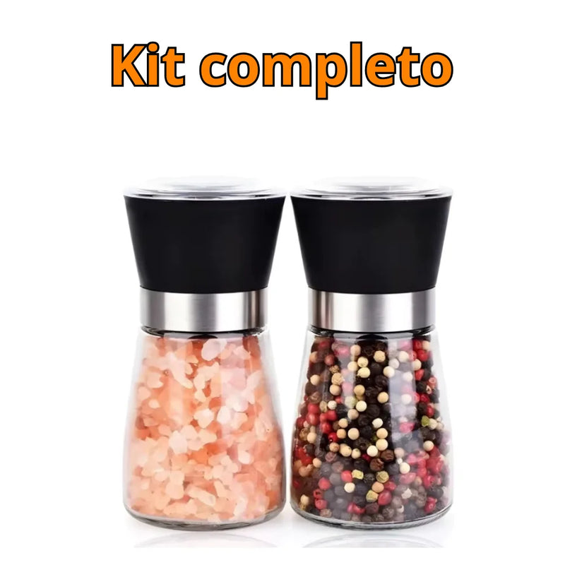 Moedor Temperos, Sal, Pimenta e Especiarias Triturador de Vidro e Inox