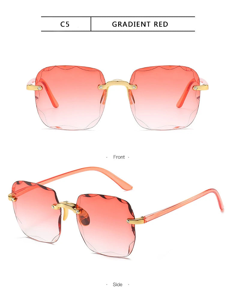 Óculos de Sol de Luxo Quadrado Sem Aro – Moda Verão UV400