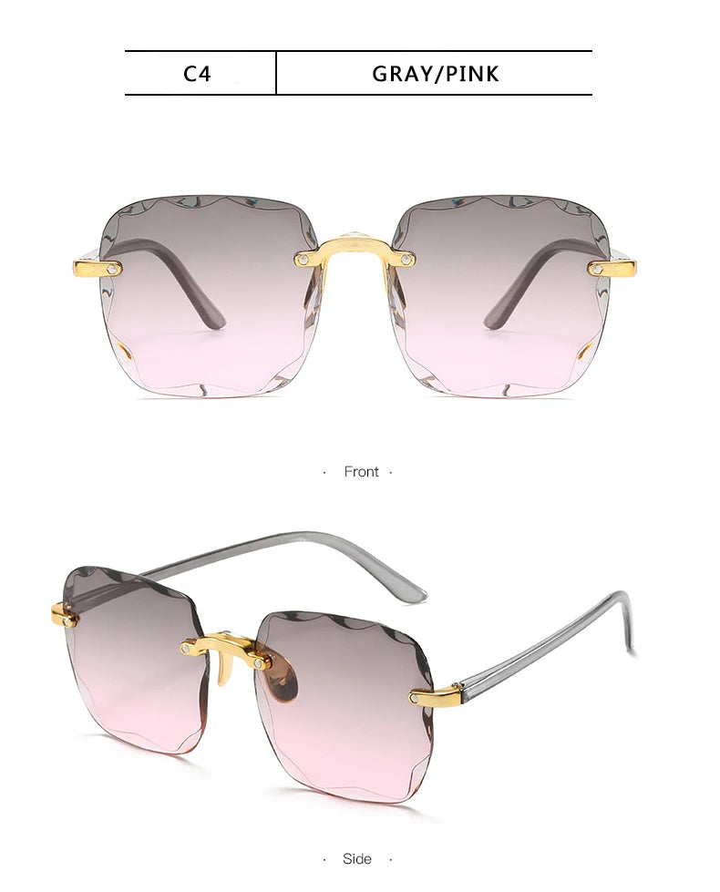 Óculos de Sol de Luxo Quadrado Sem Aro – Moda Verão UV400