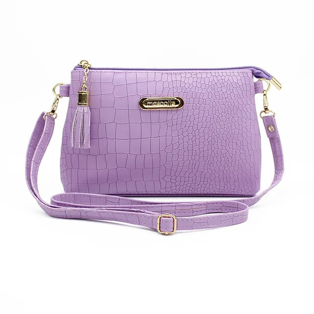 Bolsa Feminina Transversal com Estampa de Crocodilo – Couro Sintético de Luxo, Modelo Carteiro da Moda