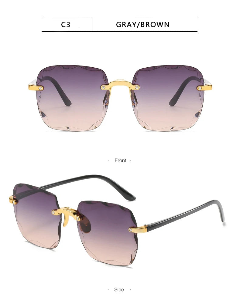 Óculos de Sol de Luxo Quadrado Sem Aro – Moda Verão UV400