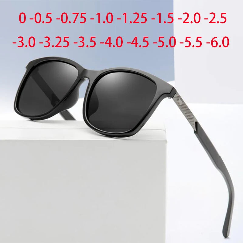 Óculos de Sol Quadrados Polarizados Anti-Reflexo com Grau para Homens e Mulheres – TR90 para Direção, Dioptrias de 0 a -6.0