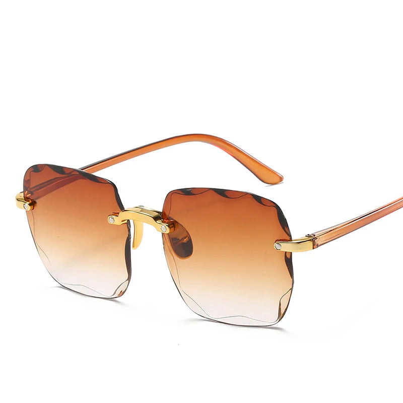 Óculos de Sol de Luxo Quadrado Sem Aro – Moda Verão UV400
