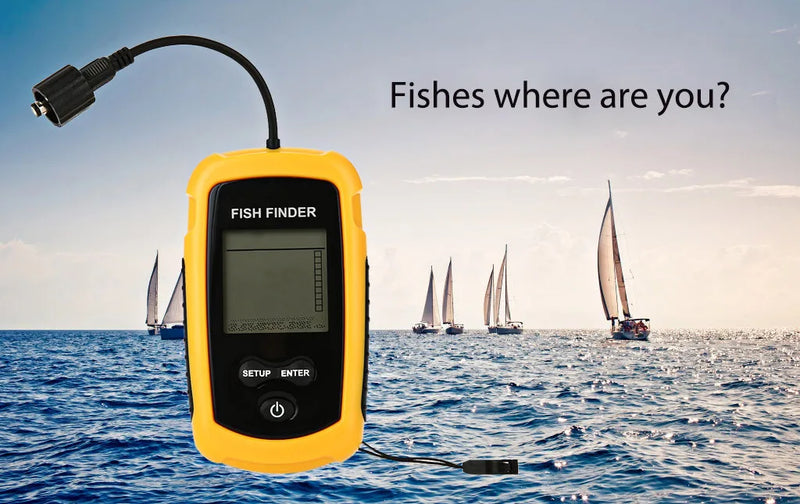 Detector de Peixes Portátil com Sonar de 100m, Cobertura de 45° – Alarme e Transdutor para Pesca em Lago e Mar