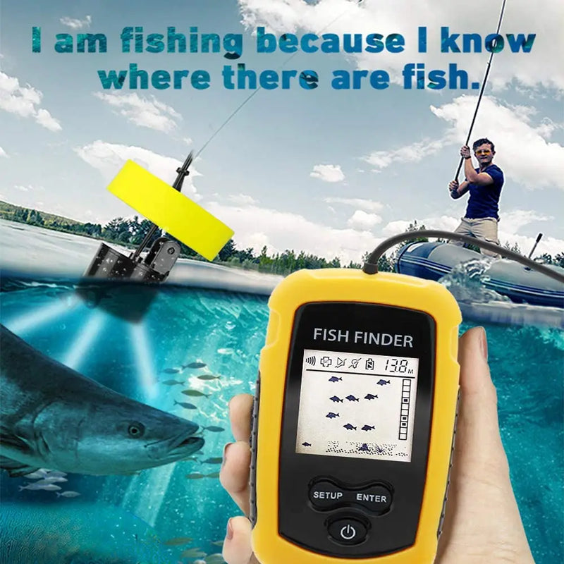 Detector de Peixes Portátil com Sonar de 100m, Cobertura de 45° – Alarme e Transdutor para Pesca em Lago e Mar