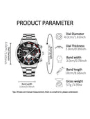 Kit Masculino Business: Relógio de Quartzo em Liga Prateada com Calendário + Pulseiras e Colar Cubano