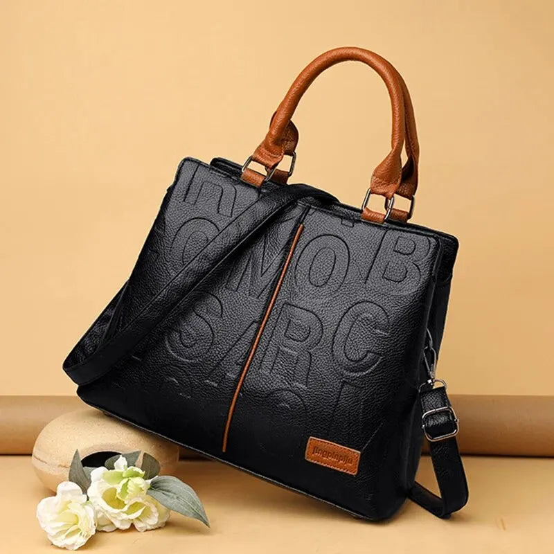 Bolsa Feminina de Ombro e Transversal – Couro PU, Estilo Luxo, Grande Capacidade, Ideal para Viagem e Uso Diário