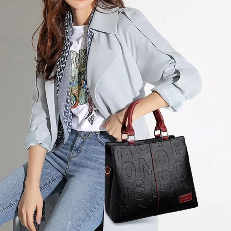 Bolsa Feminina de Ombro e Transversal – Couro PU, Estilo Luxo, Grande Capacidade, Ideal para Viagem e Uso Diário
