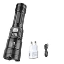 Lanterna de Mão LED Super Brilhante – Bateria Embutida, Recarregável USB, Perfeita para Uso Externo e Situações de Emergência