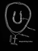 Kit Masculino Business: Relógio de Quartzo em Liga Prateada com Calendário + Pulseiras e Colar Cubano