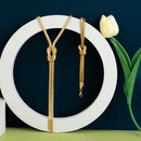 Conjunto Feminino 2 Peças Estilo Y2K – Colar Longo e Pulseira Corrente Cobra Torcida com Borla Goth