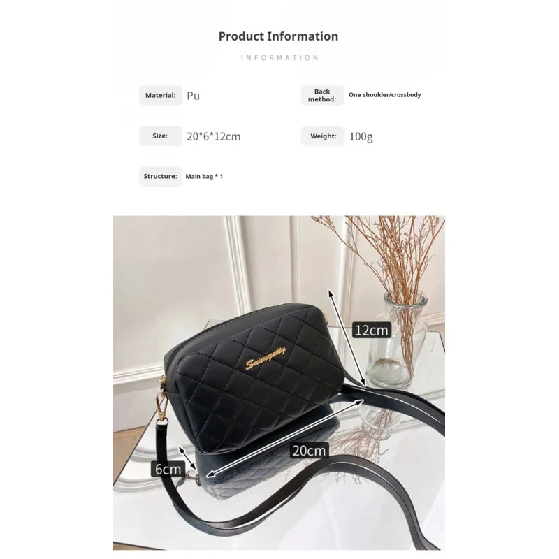 Bolsa Crossbody Feminina Moderna – Pequena, com Corrente, Bordado em Matelassê e Charme Tassel