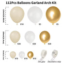Arco de Balões Branco e Ouro 110 Peças | Kit Completo para Decoração de Festa, Batizado e Aniversário