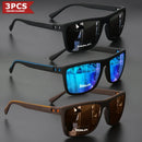 Óculos de Sol Quadrado Polarizado com Lentes Multicoloridas para Dirigir e Pesca