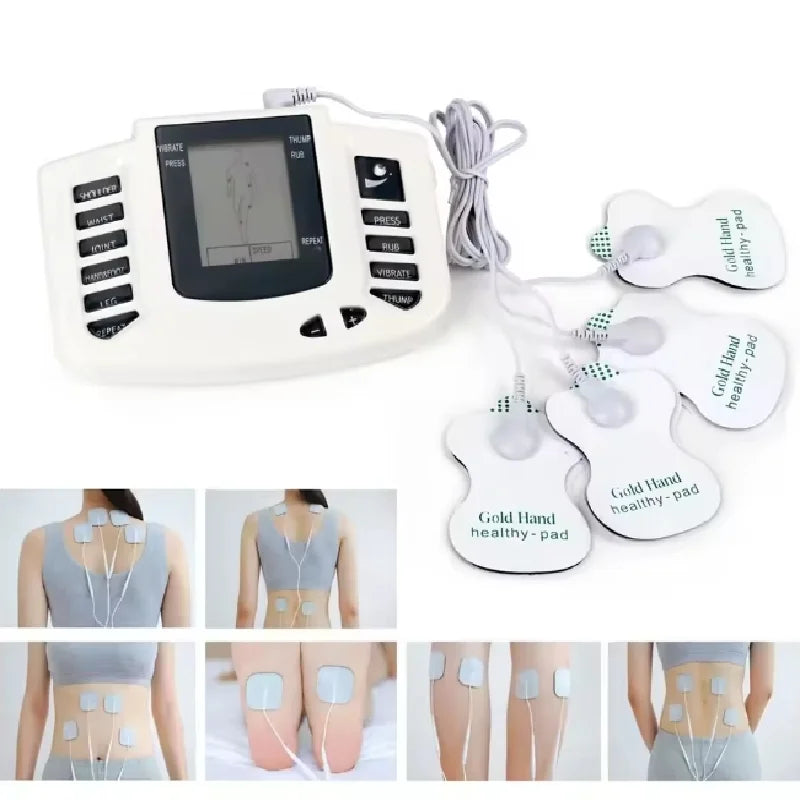 Eletroestimulador muscular de corpo inteiro EMS Acupuntura Massagem 4 almofadas Aparelho Meridiano Digital Conjunto completo