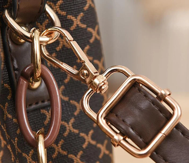 Bolsa Feminina Estilo Bucket – Design Luxuoso, Estampa Xadrez e Alça Transversal