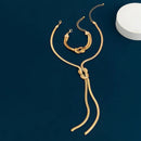 Conjunto Feminino 2 Peças Estilo Y2K – Colar Longo e Pulseira Corrente Cobra Torcida com Borla Goth