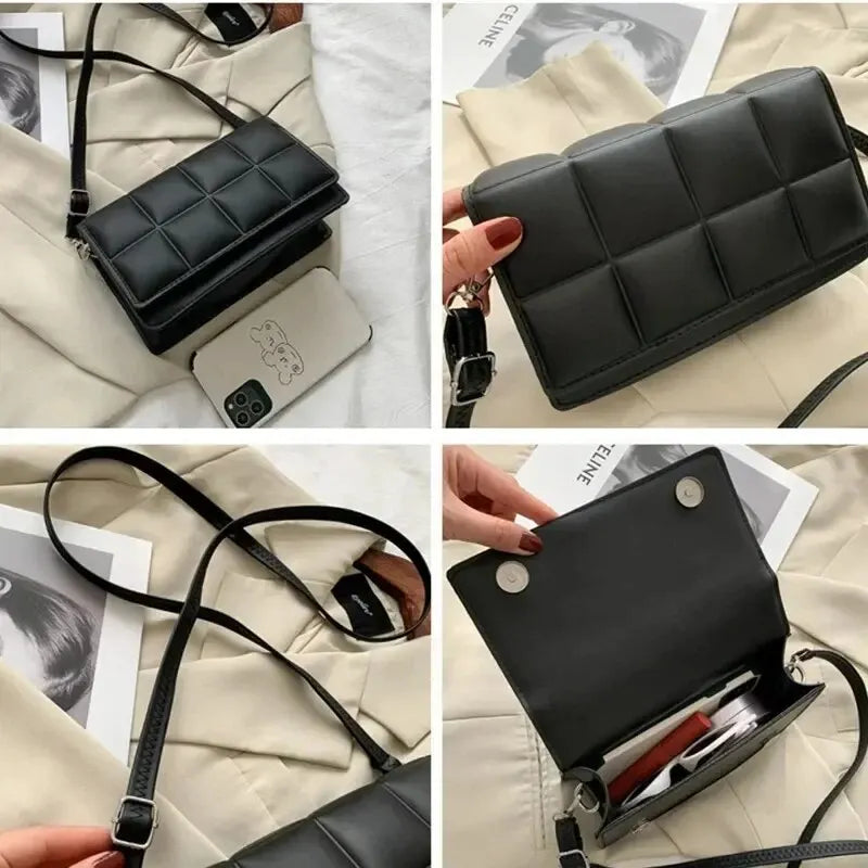 Bolsa de Ombro Feminina de Luxo – Couro Sintético, Compacta, Estilo Clássico e Versátil