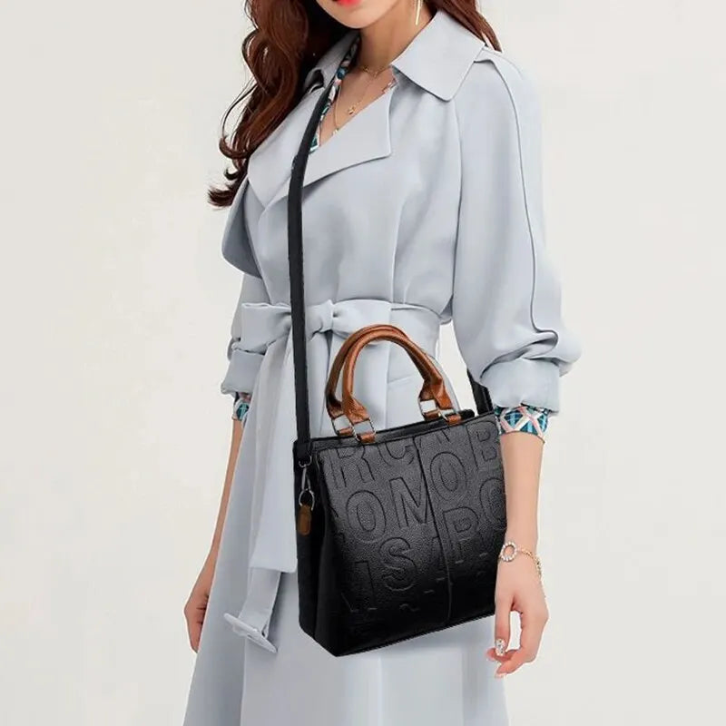 Bolsa Feminina de Ombro e Transversal – Couro PU, Estilo Luxo, Grande Capacidade, Ideal para Viagem e Uso Diário