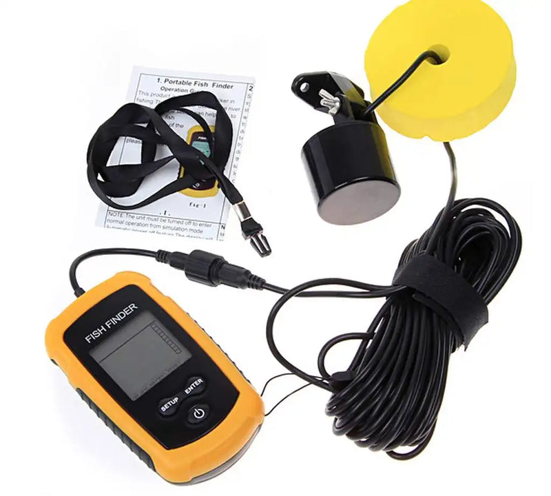 Detector de Peixes Portátil com Sonar de 100m, Cobertura de 45° – Alarme e Transdutor para Pesca em Lago e Mar