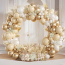 Arco de Balões Branco e Ouro 110 Peças | Kit Completo para Decoração de Festa, Batizado e Aniversário