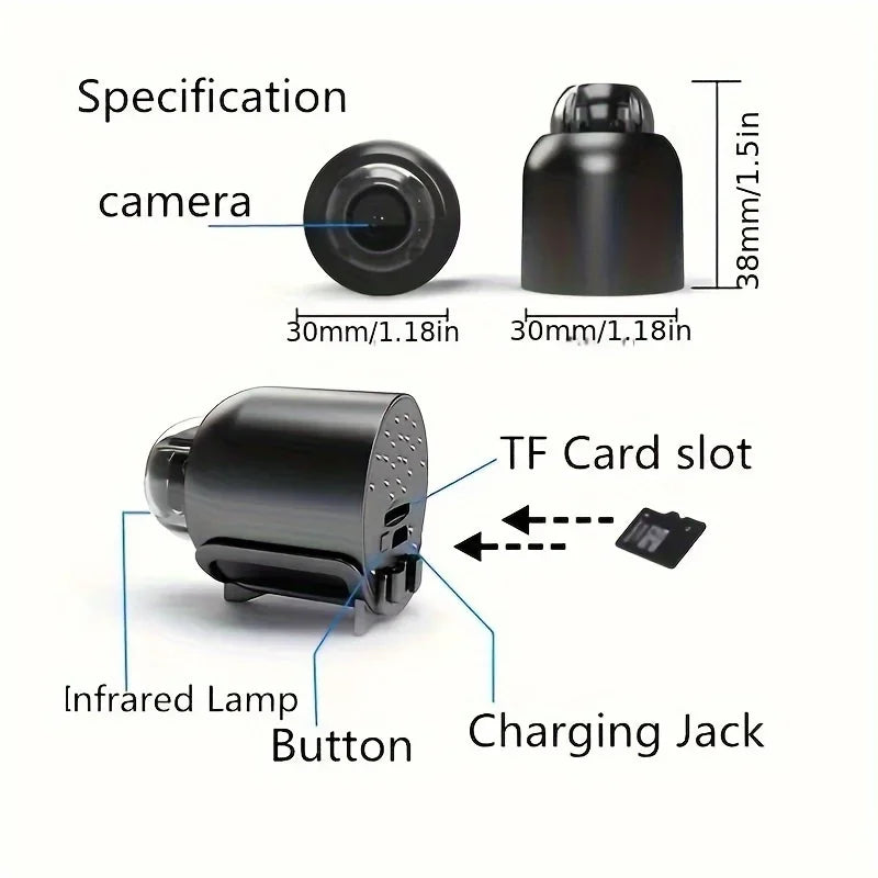 Câmera Espiã Mini X5 Wi-Fi 1080P – Visão Noturna, Detecção de Movimento, Segurança Inteligente para Casa"