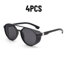 Óculos de Sol Steampunk Retrô Redondo UV400 – Estilo Gótico Clássico Unissex (2 Peças