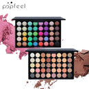 Paleta de Sombras POPFEEL com 40 Cores e 8 Pincéis – Alta Pigmentação, Acabamento Fosco e Brilhante de Longa Duração