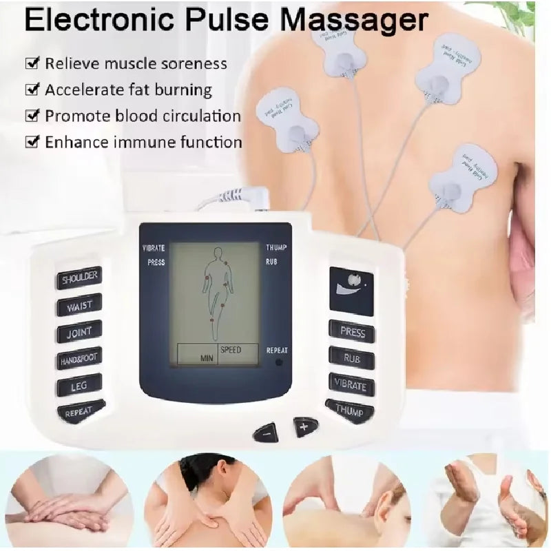 Eletroestimulador muscular de corpo inteiro EMS Acupuntura Massagem 4 almofadas Aparelho Meridiano Digital Conjunto completo