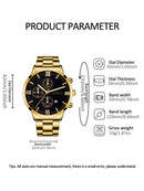 Conjunto Masculino 4 Peças – Relógio de Quartzo com Calendário, Colar de Cruz, Pulseira e Anel