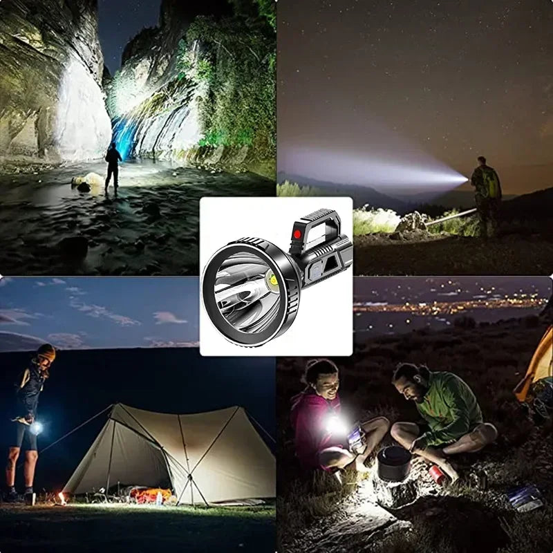 Lanterna LED Recarregável de Alta Potência – Holofote Potente, À Prova d’Água, Ideal para Pesca, Camping e Emergências