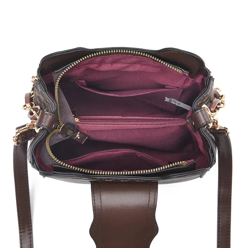 Bolsa Feminina Estilo Bucket – Design Luxuoso, Estampa Xadrez e Alça Transversal